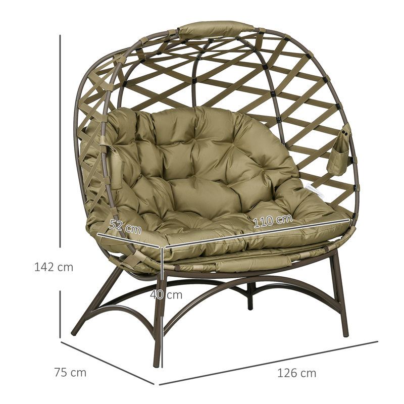 Trapeza Double Egg Chair with Stand, Khaki