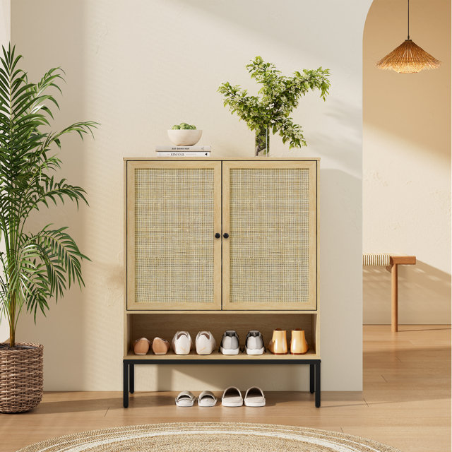 Rattan shoe storage cabinet