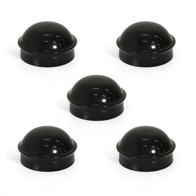 Pack of 5 Black 2-3/8" Round Dome External Post Cap, Terminal Post Cap for 2-3/8" Outside Diameter Pipe, Chain Link Fence Parts, Hardware, Accessories for Chain Link Fence