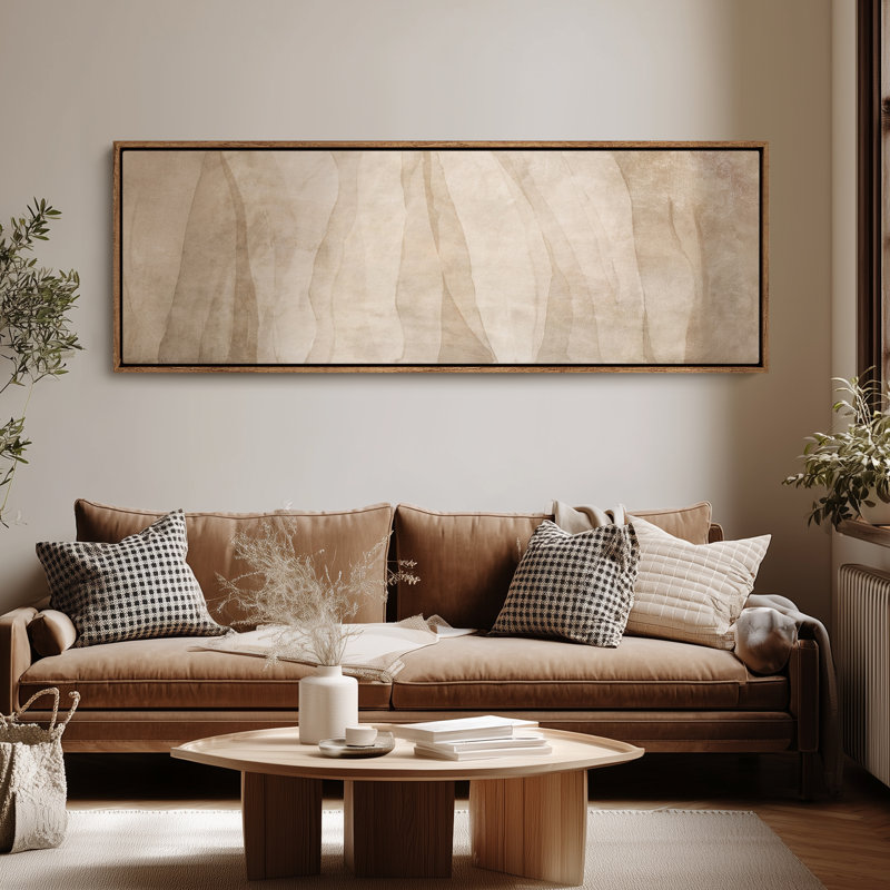 Impression sur toile extra large, formes abstraites neutres et organiques, H 20 po x l 60 po, Naturel