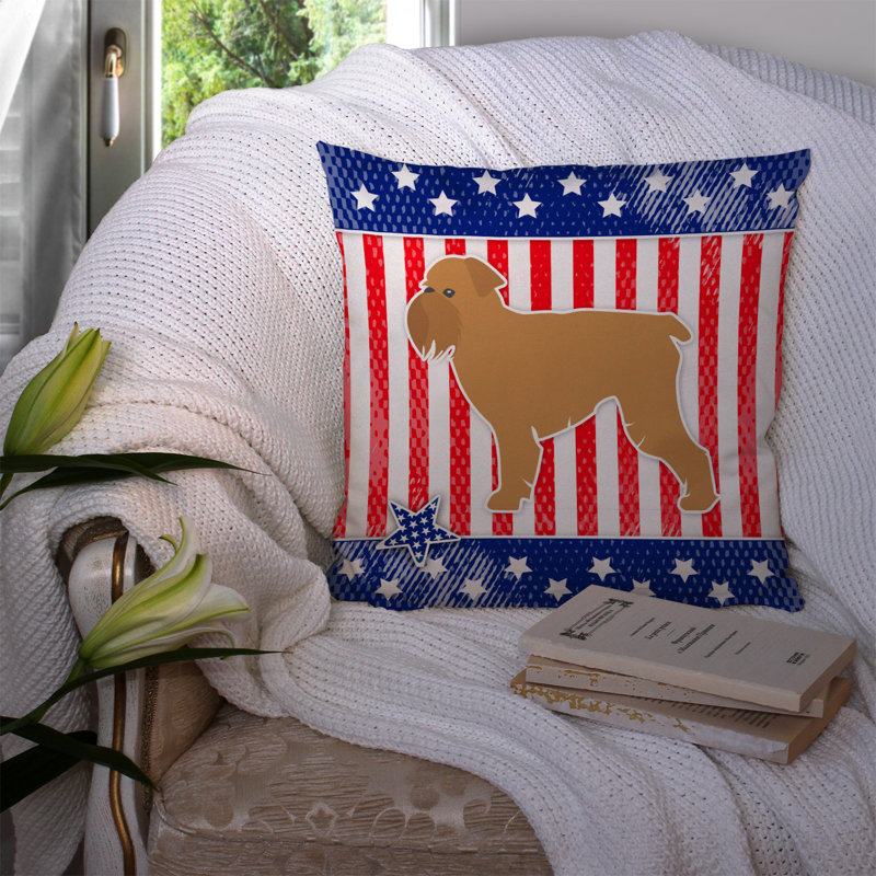 Patriotic Indoor/Outdoor Throw Pillow, 14" H x 14" W x 3" D