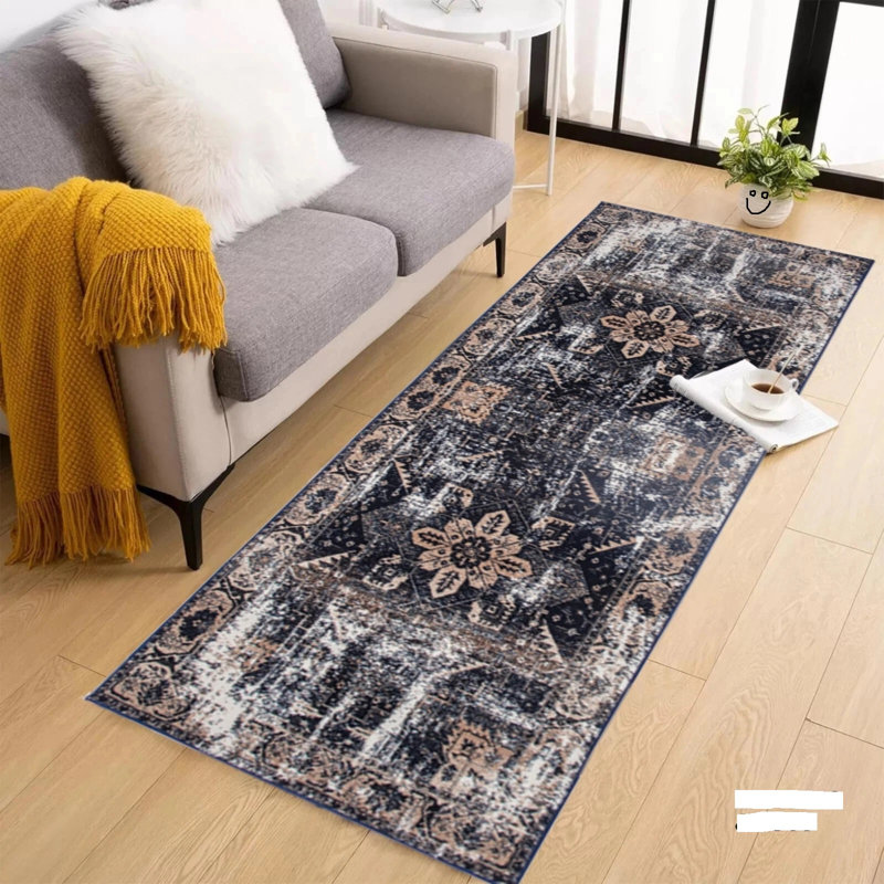 Runner Area Rug, Navy, Runner 80 x 300 cm