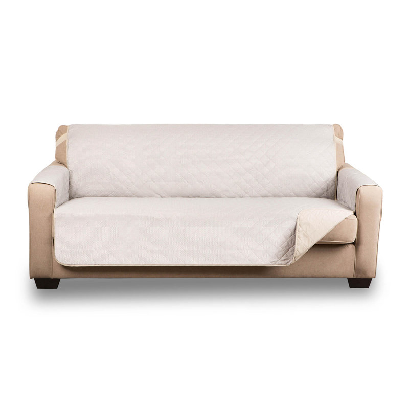 Housse pour canapé à coussins carrés/rectangulaires réversible, Beige, L 132 po x P 5,9 po