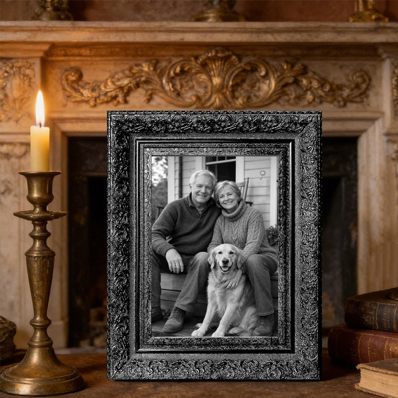 Cadre photo sophistiqué noir 1PC 5 po x 7 po avec fixation murale ou de table, Noir, 1, L 5 po x H 7 po
