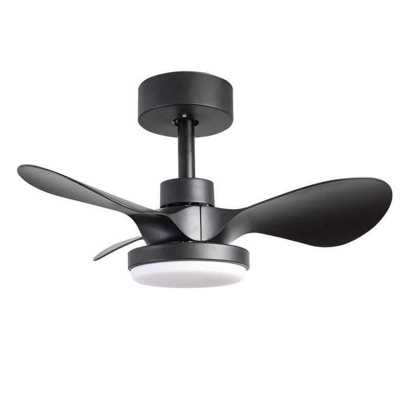 24 in. Indoor Ceiling Fan with Dimmable LED Light and Remote Control for Bedroom,Living Room, Black, Black