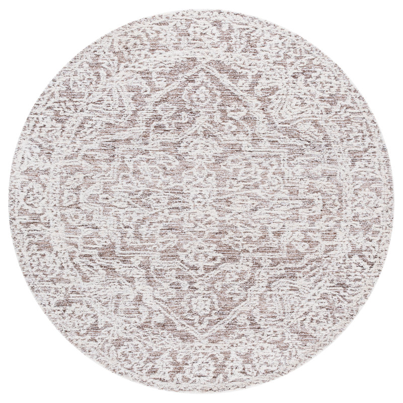 Ebony 234 Hand Tufted Wool/Cotton Oriental Rug in Ivory/Brown, Round 6'