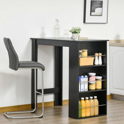 Table de salle à manger à hauteur de comptoir avec 3 tablettes de rangement pour la cuisine, la salle à manger et le salon Homcom