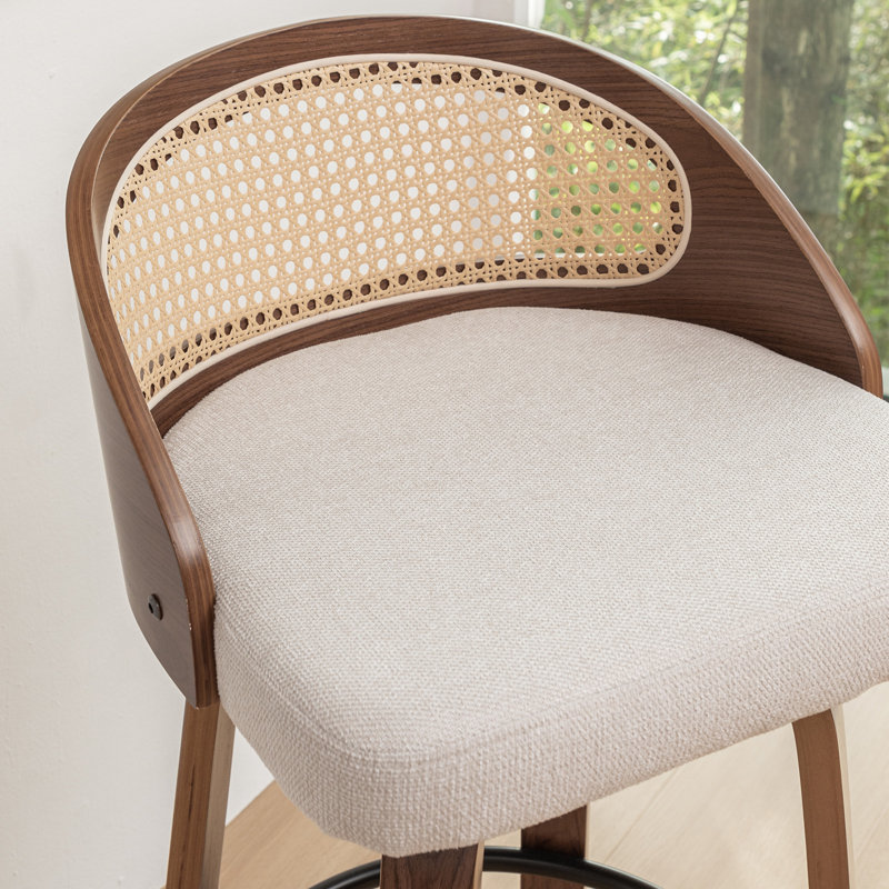 Leeana Swivel Linen Stools, Counter Stool (26" Seat Height), Beige