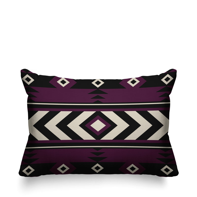 Coussin intérieur / extérieur Fika Southwestern, Mauve