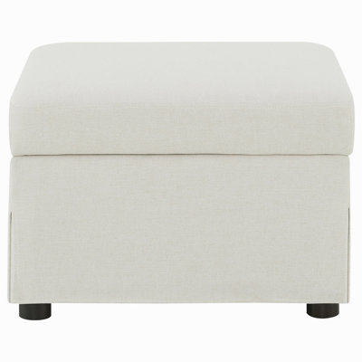 Merced Beige Upholstered Hydraulic Lift Top Storage Ottoman