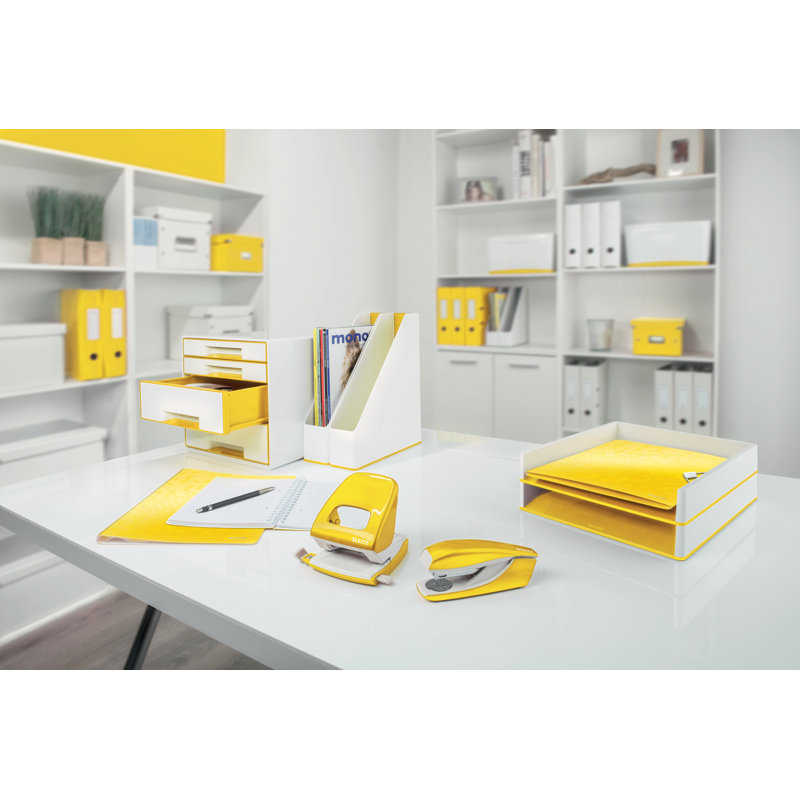 Free Standing Magazine Rack, White/Yellow