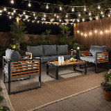 Outdoor 4 Piece Sofa Seating Group with Removable Cushion