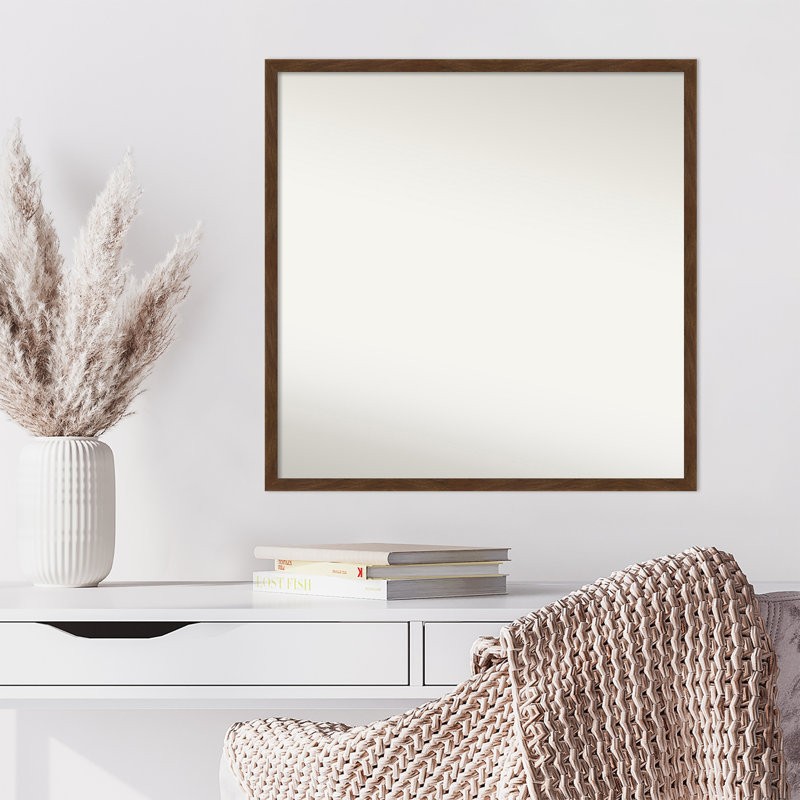 Miroir d'appoint mural, 27 po x 27 po, Brun