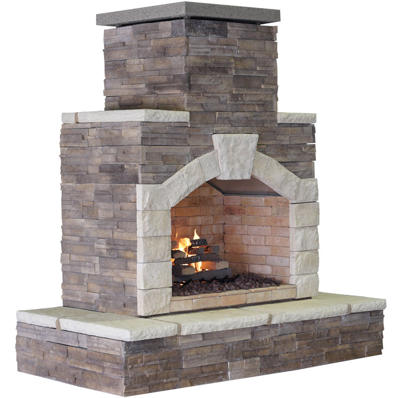 Rectangle Stone Propane Smokeless Outdoor Fireplace