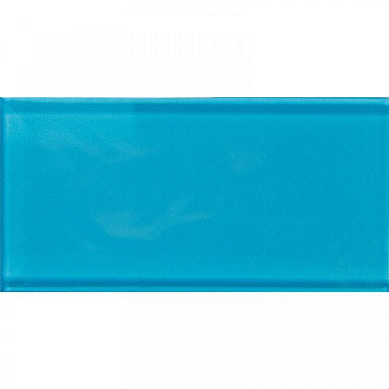 3" x 6" Glass Brick Look Wall Tile, Laguna Blue