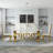 78 Inch White And Gold Dining Table Set With 6 White Leather Dining Chairs-985897467-985897462