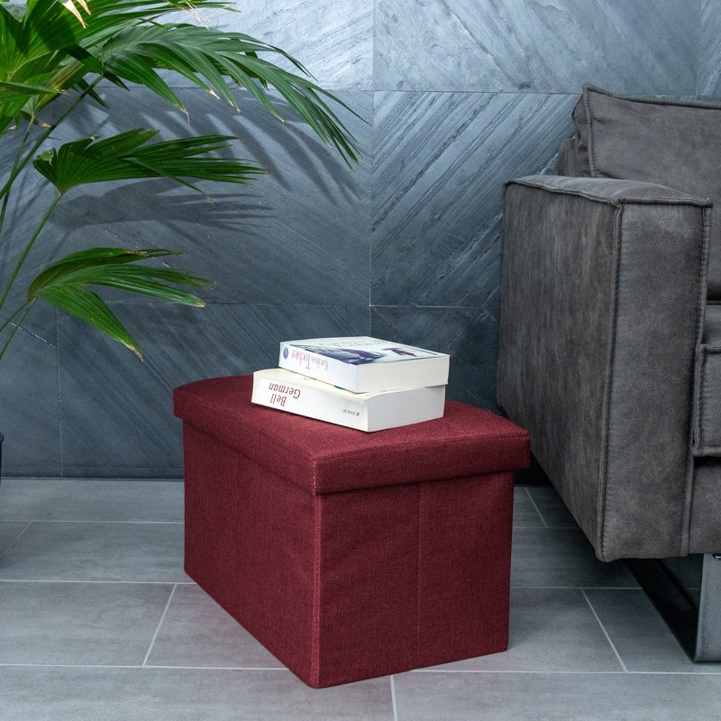 Chakela 49cm Wide Solid Colour Ottoman with Storage, Wine red