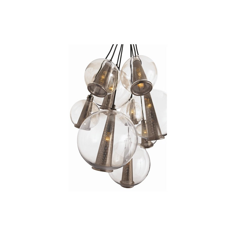 Laura Kirar 8 - Light Pendant, 51" H x 28" W x 28" D, Brown Nickel/Smoke