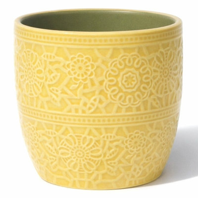 Yellow Floral Patterned Pot
