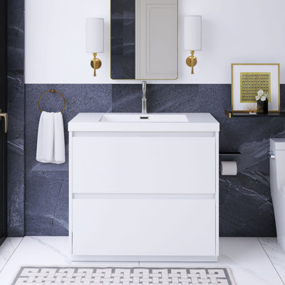 35,43 po X P 19,69 po P x 33,46 po Meuble-lavabo autoportant simple H
