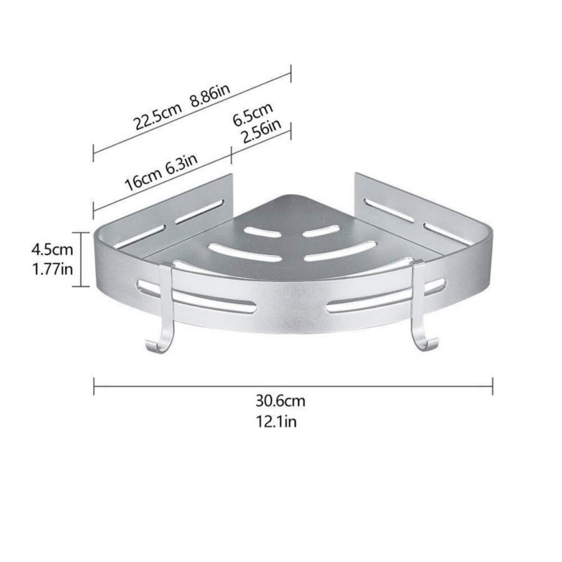Tablette de salle de bain d'angle, Argent argent
