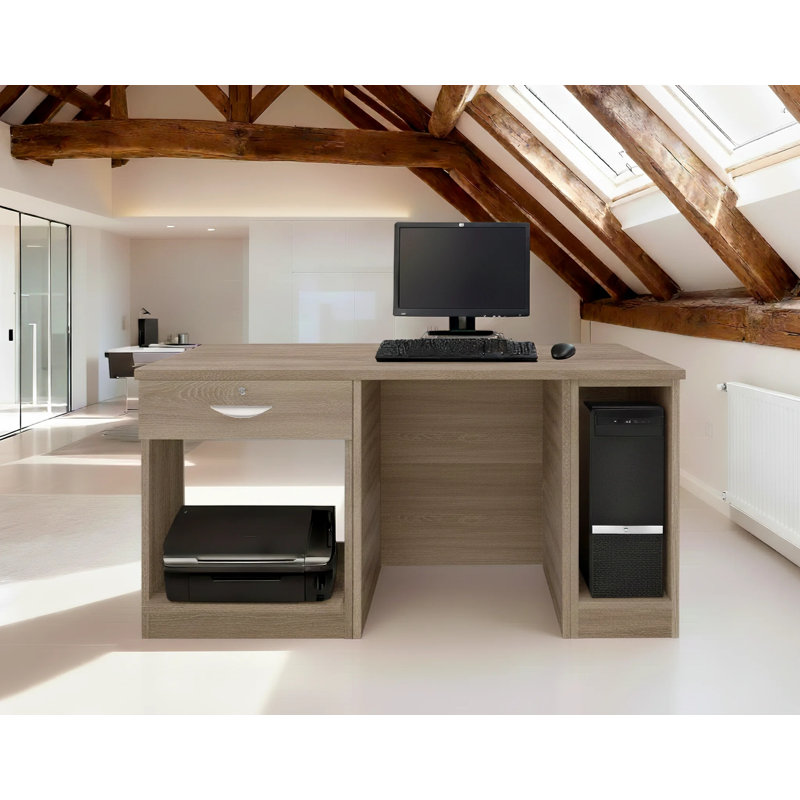 Walshaw Solid Wood Base Computer Desk, Grey Nebraska