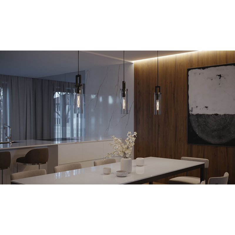 Luminaire suspendu 4 po Dessie, Noir, noir, noir, noir