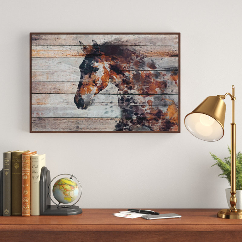 « Fire Horse » d'Irena Orlov - impression sur toile, H 30 po x l 45 po, Reproduction avec cadre flottant, Flotteur
