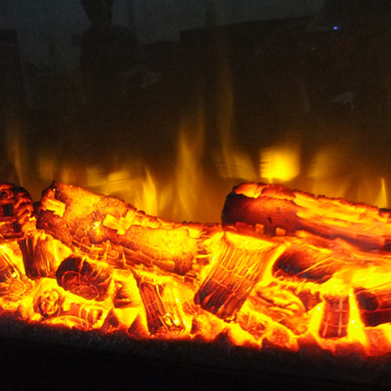 Walnut Solid Wood Electric Fireplace
