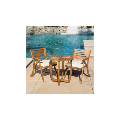 3-Piece Wood Bistro Set – Teak Finish
