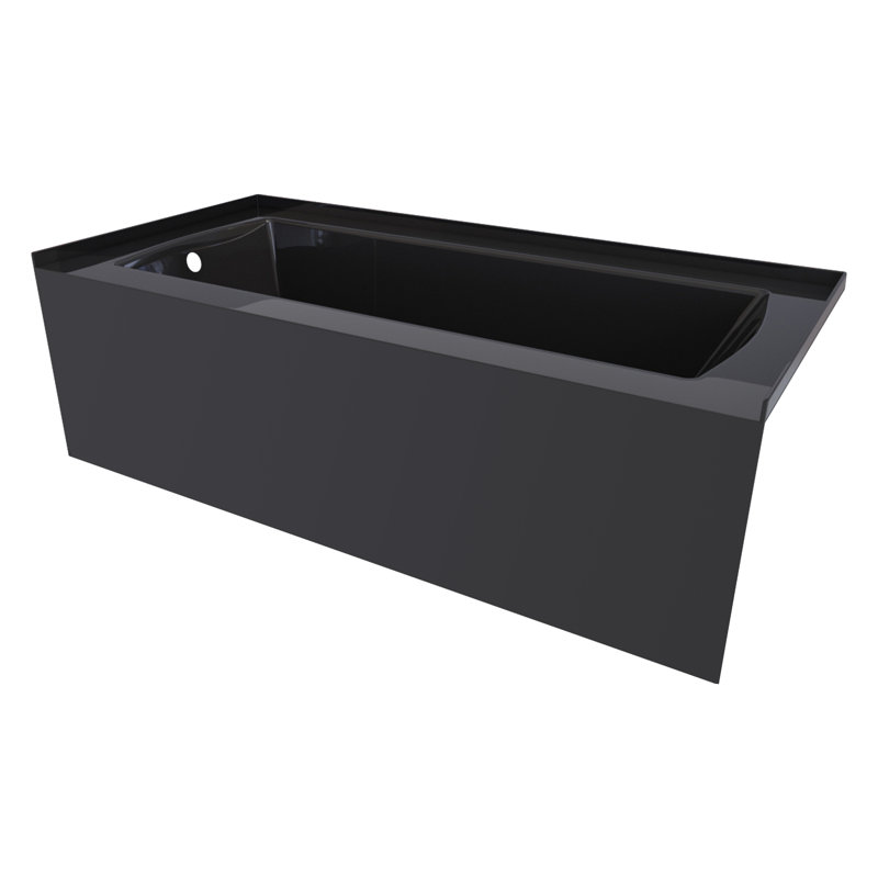 66'' x 30'' Soaking Acrylic Bathtub, Left, Black