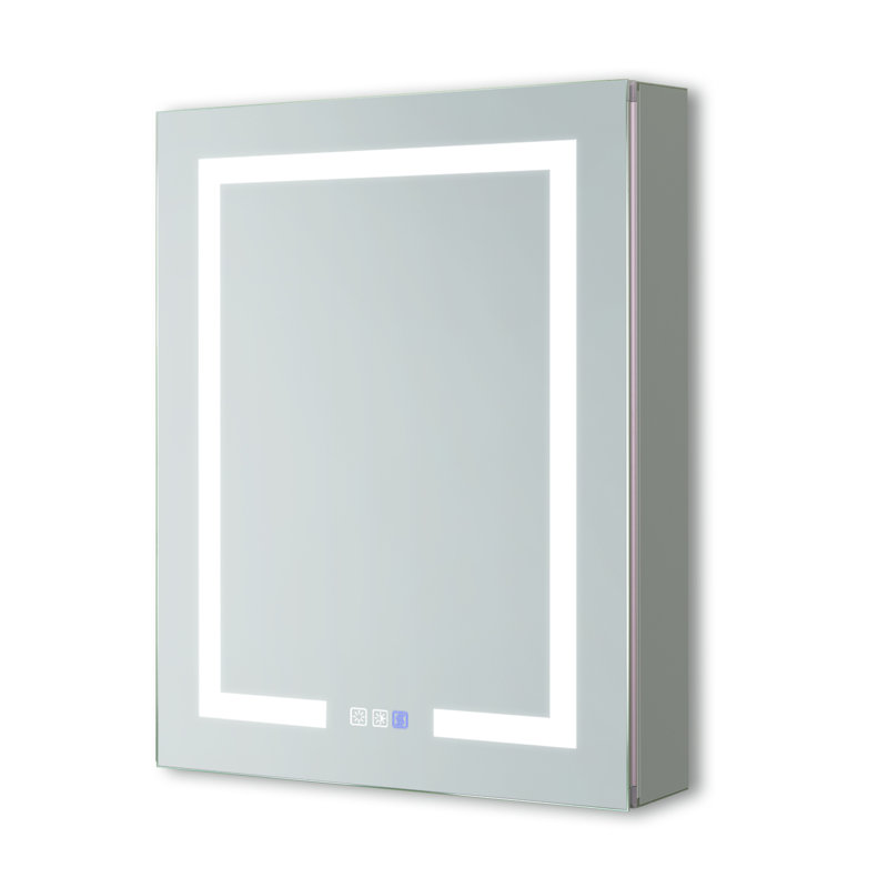 Miroir mural 24 pouces à fixation en surface pour armoire à pharmacie avec prise électrique et antibuée, Gauche
