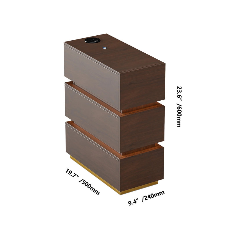  Smart Charging Nightstand with LED Light - 3 Drawer Side Table for Bedroom, USB C Wireless Charger Station, Modern Bedside Table for Small Spaces