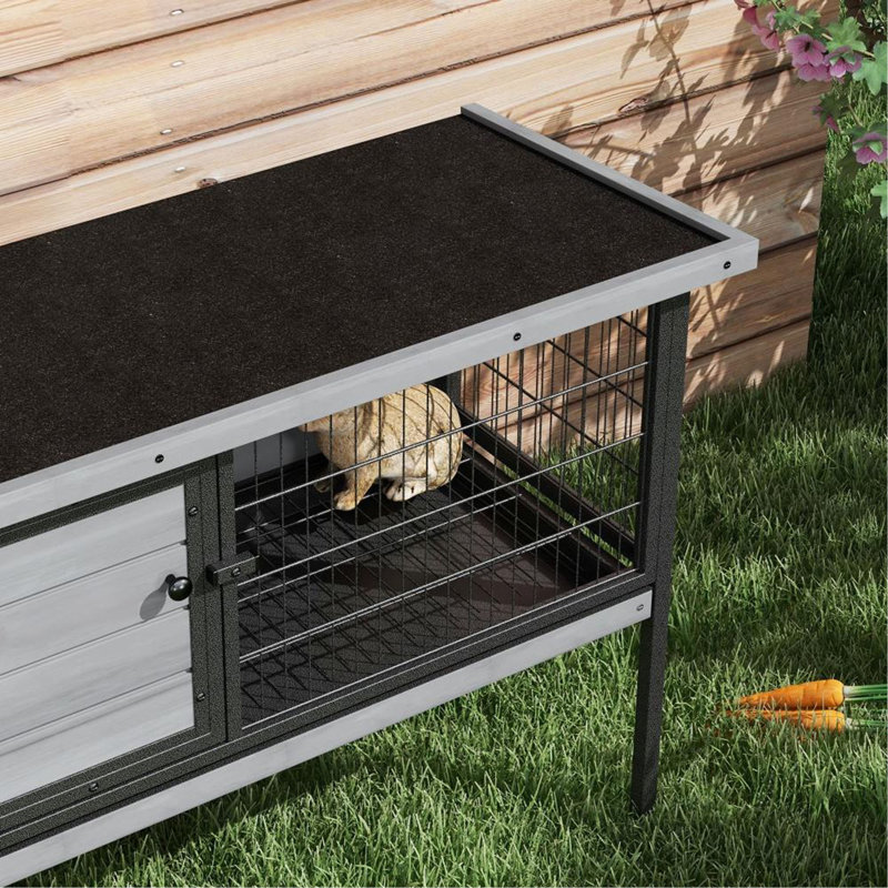 Cage à lapin en bois surélevée sans plateau de fuite