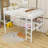 Metal Queen Loft Bed With Desk, Charging Station And LED Lights-1102899895