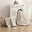 Ensemble d'édredon literie grand lit, literie prélavée douce beige, ensemble de lit plissé rayé 3 pièces pour toutes les saisons, 1 édredon et 2 taies d'oreiller-124410920