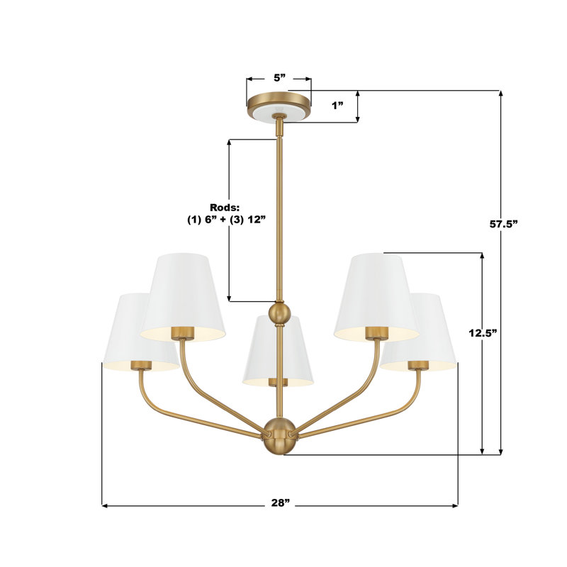 Lustre vibrant Augustina, Blanc, 5, H 12,5 po x l 28 po x P 28 po