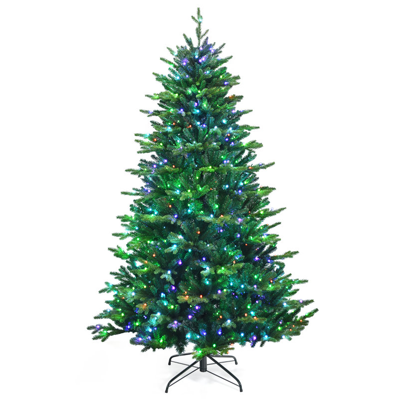 Arbre de Noël illuminé de 7 pi avec lumières multicolores et 15 modes, H 7 pi