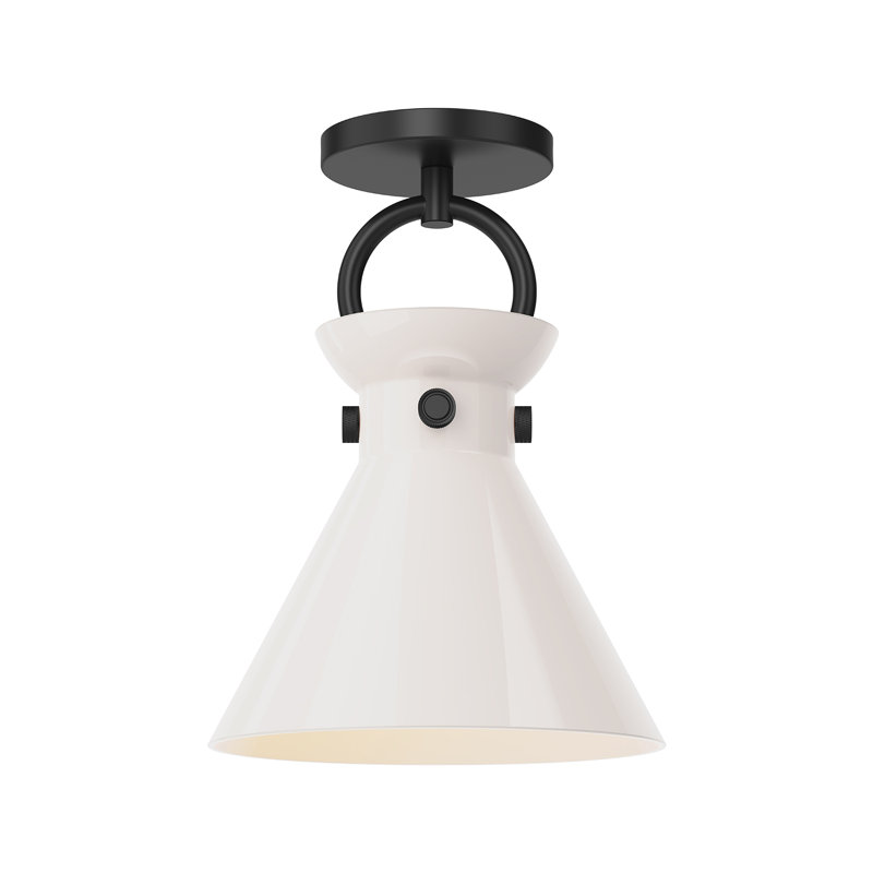 Plafonnier semi-encastré en verre Tiney, Noir mat, Opale brillante
