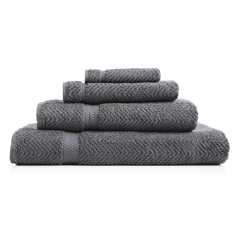 Ensemble de serviettes de bain 100% coton turc 4 pièces Herringbone, Gris