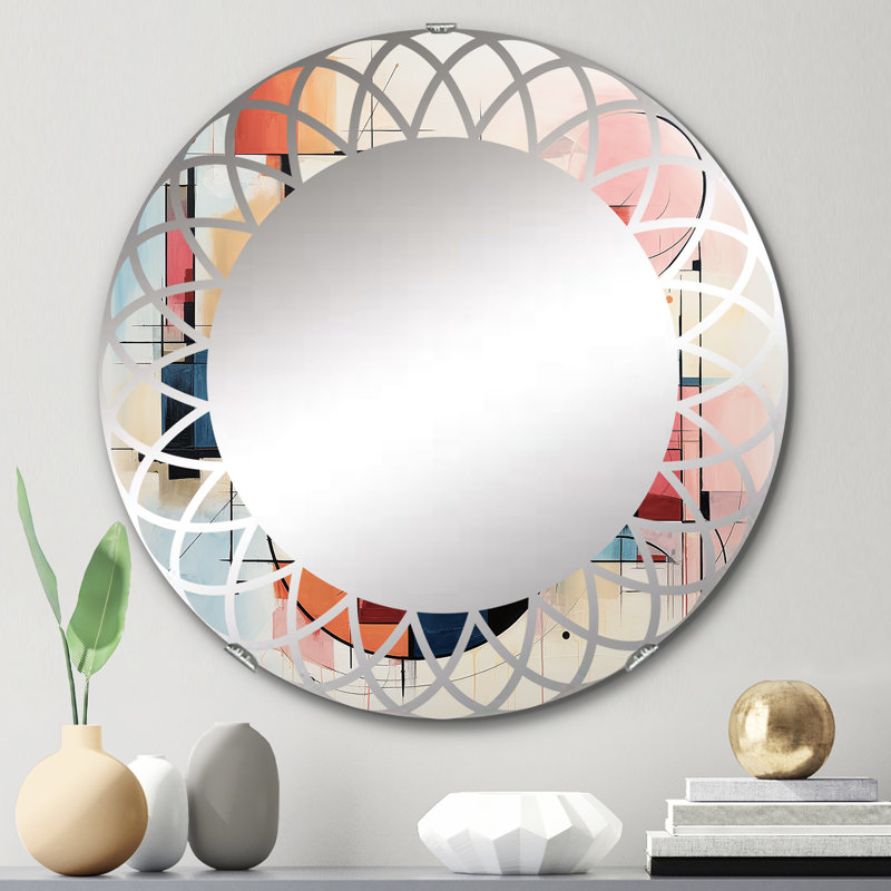 Centella - Miroir mural Mid-Century rond, 24 po x 24 po