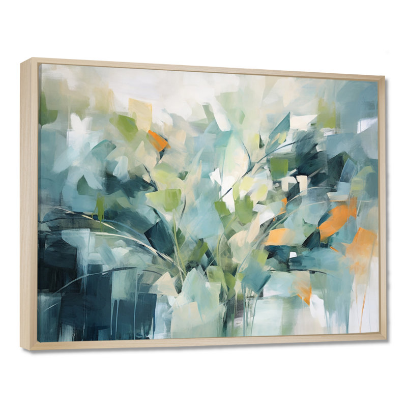 «Blue Botanical Garden III - Abstract Botanicals», art mural, H 34 po x l 44 po, Cadre flottant noir, Érable