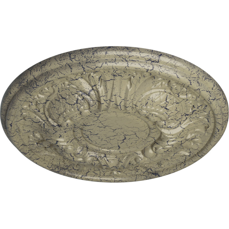Médaillon de plafond Endakeat Wakefield, 11 3/4 po de diamètre x 1 1/4 po (convient aux auvents jusqu'à 3 5/8 po), finition craquelée en pierre de château peinte à la main