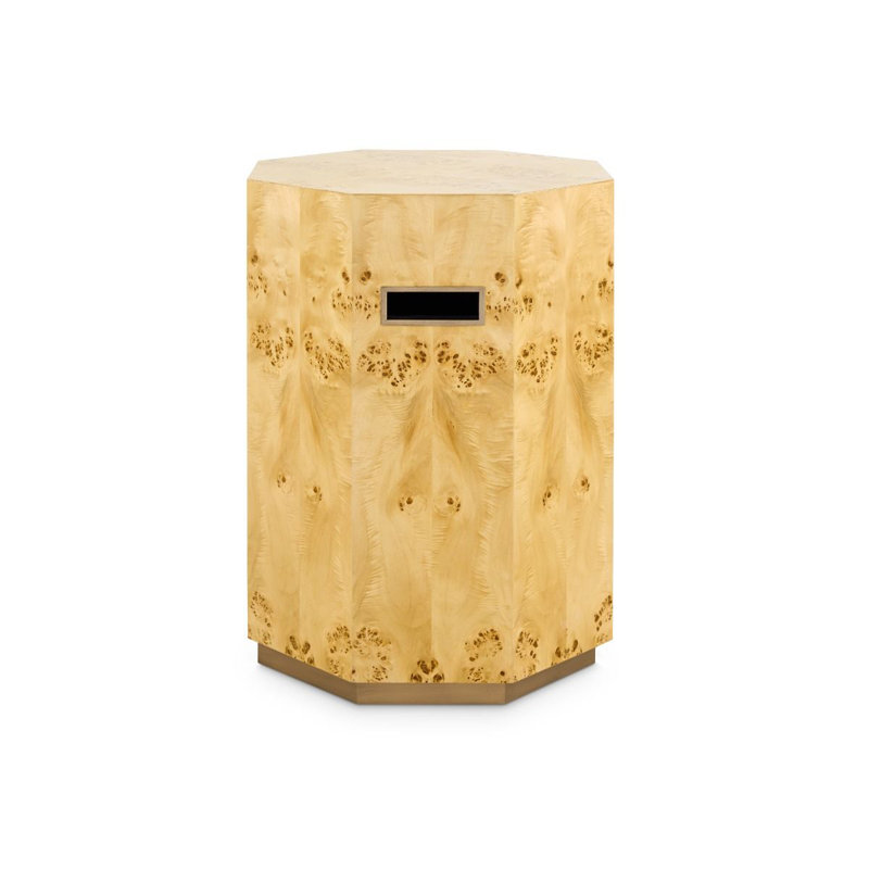 Solid Wood End Table, Burl, Gold