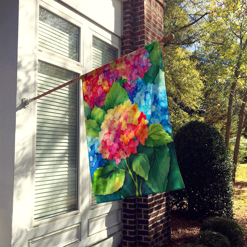 Hortensias dans le drapeau de la maison à l'aquarelle