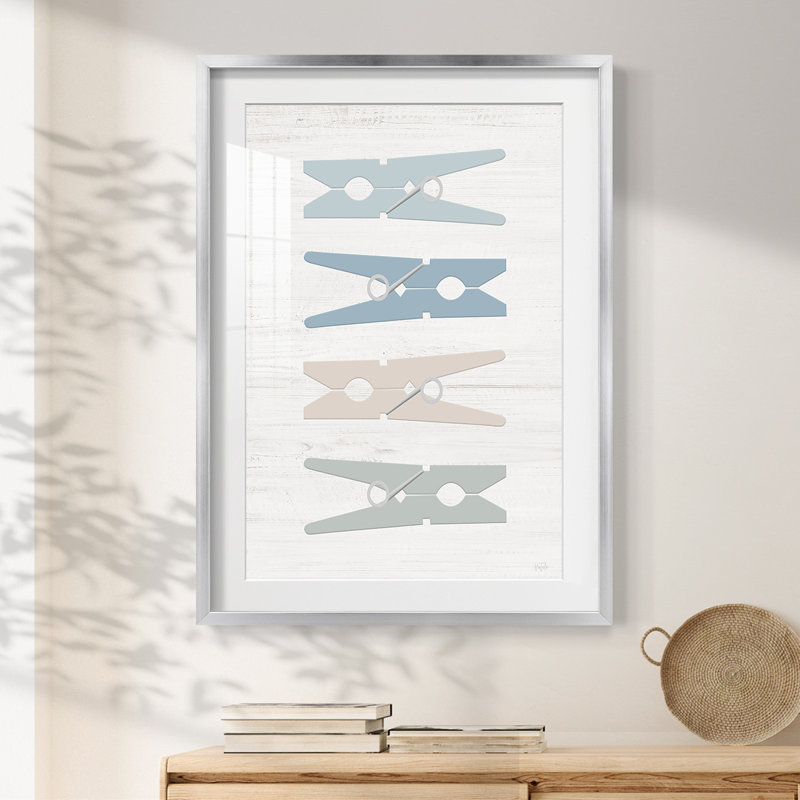 Laundry Pins -Framed Print, 25.5" H x 17.5" W, Silver