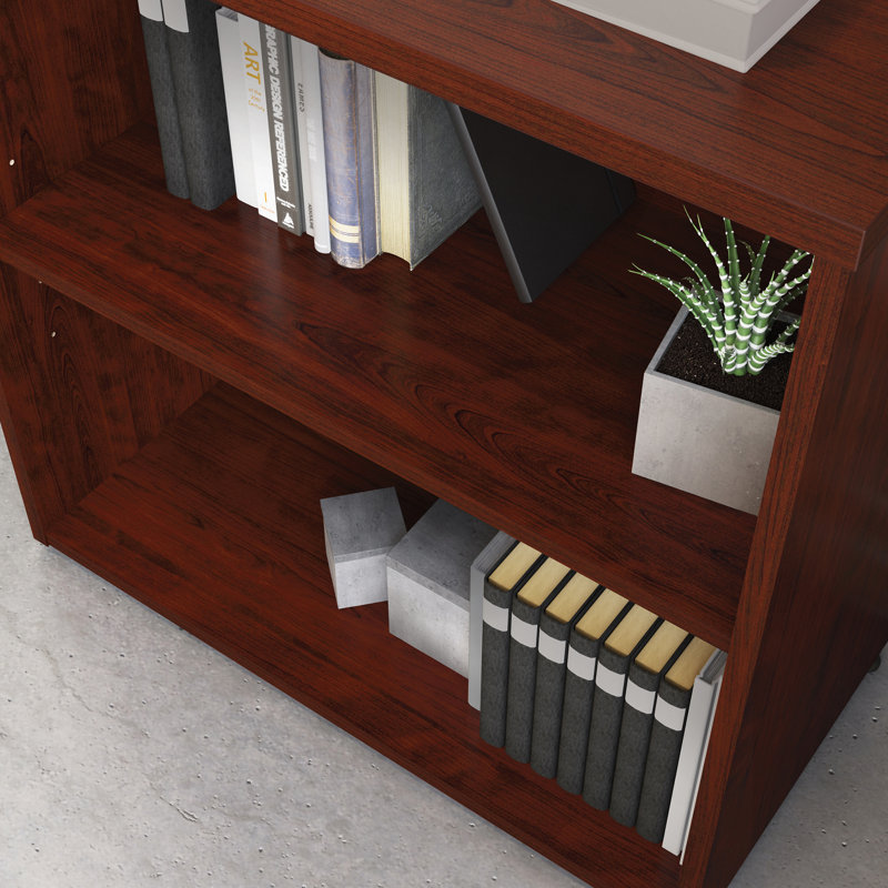 Bibliothèque à 2 tablettes avec tablettes réglables et finition rouge durable pour le bureau à domicile ou le salon