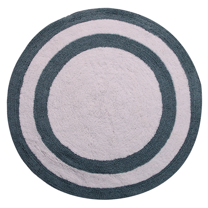 Manigault Cotton Bath Rug, Blue/White