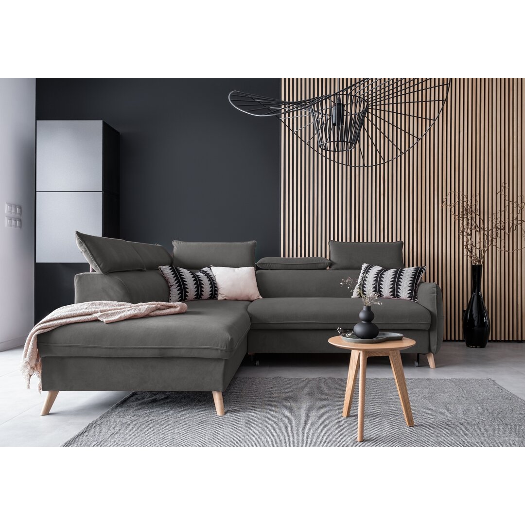 Ecksofa Henry aus Samt mit Bettfunktion