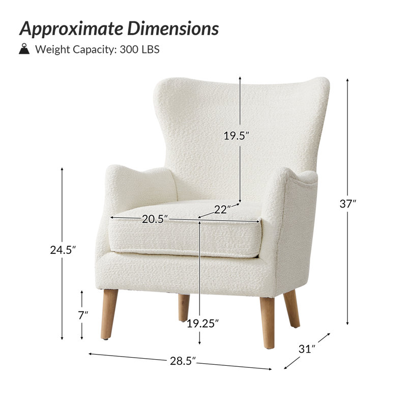 Fauteuil à oreilles 28,5 po Caden, Polyester ivoire